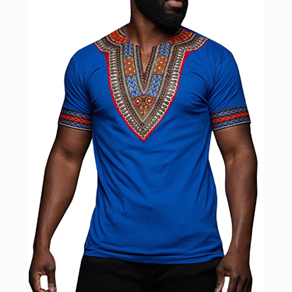 Coolred-Men Floral 2 Piece Set African Dashiki Assorted Colors T-Shirts 