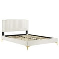 thumbnail image 5 of Modway Zahra Channel Tufted Performance Velvet Queen Platform Bed in White, 5 of 8