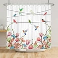 thumbnail image 3 of Pbobriich Hummingbird Shower Curtain,Rustic Pink Flower Bathroom Shower Curtain with Hooks,60Wx72L, 3 of 5