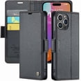 thumbnail image 1 of Funda tipo cartera iPhone 15 Pro con cierre magnético, RFID, tarjetero, soporte, carga inalámbrica, 1 of 5