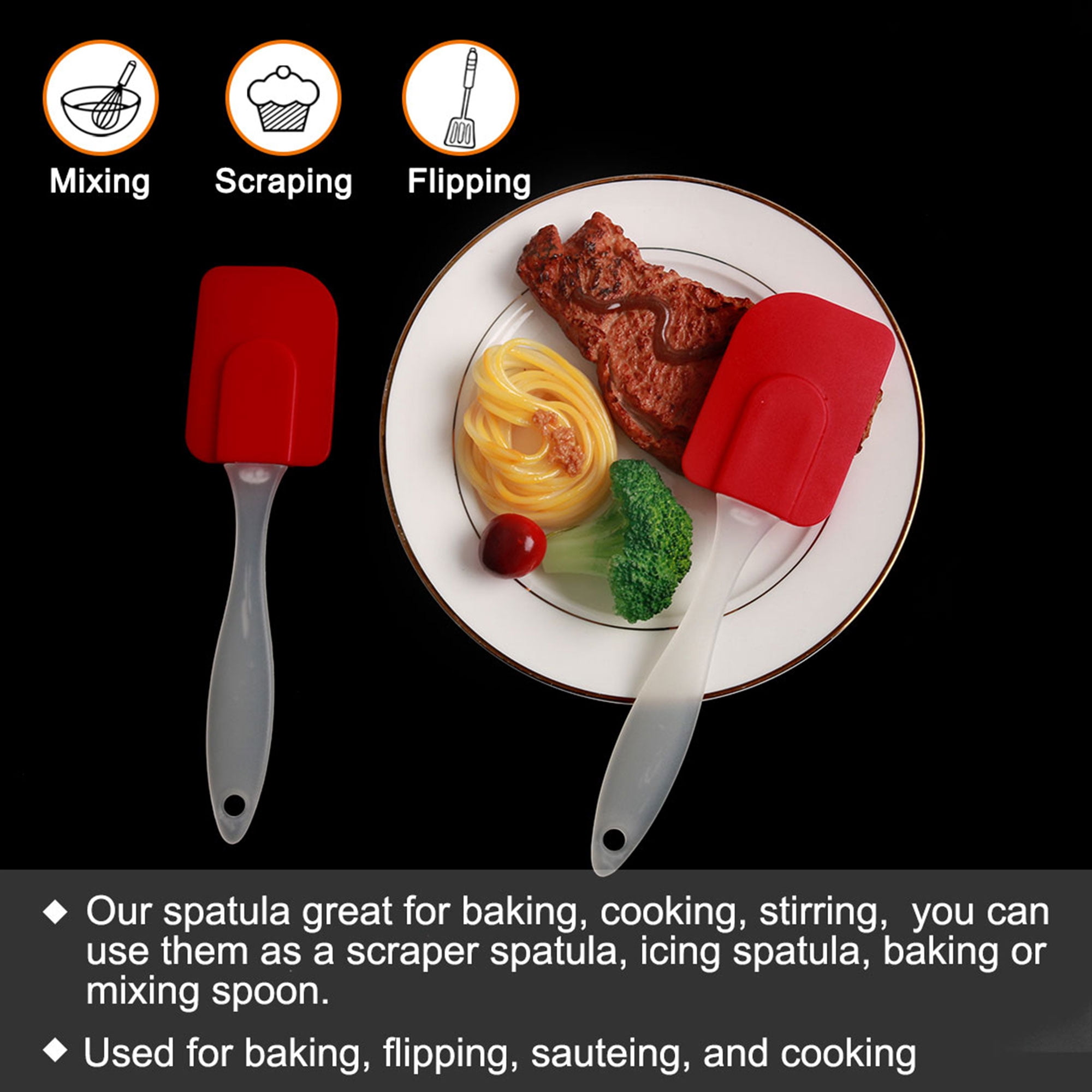 2 Pcs Flexible Cooking Silicone Spatula Heat Resistant Turner Scraper