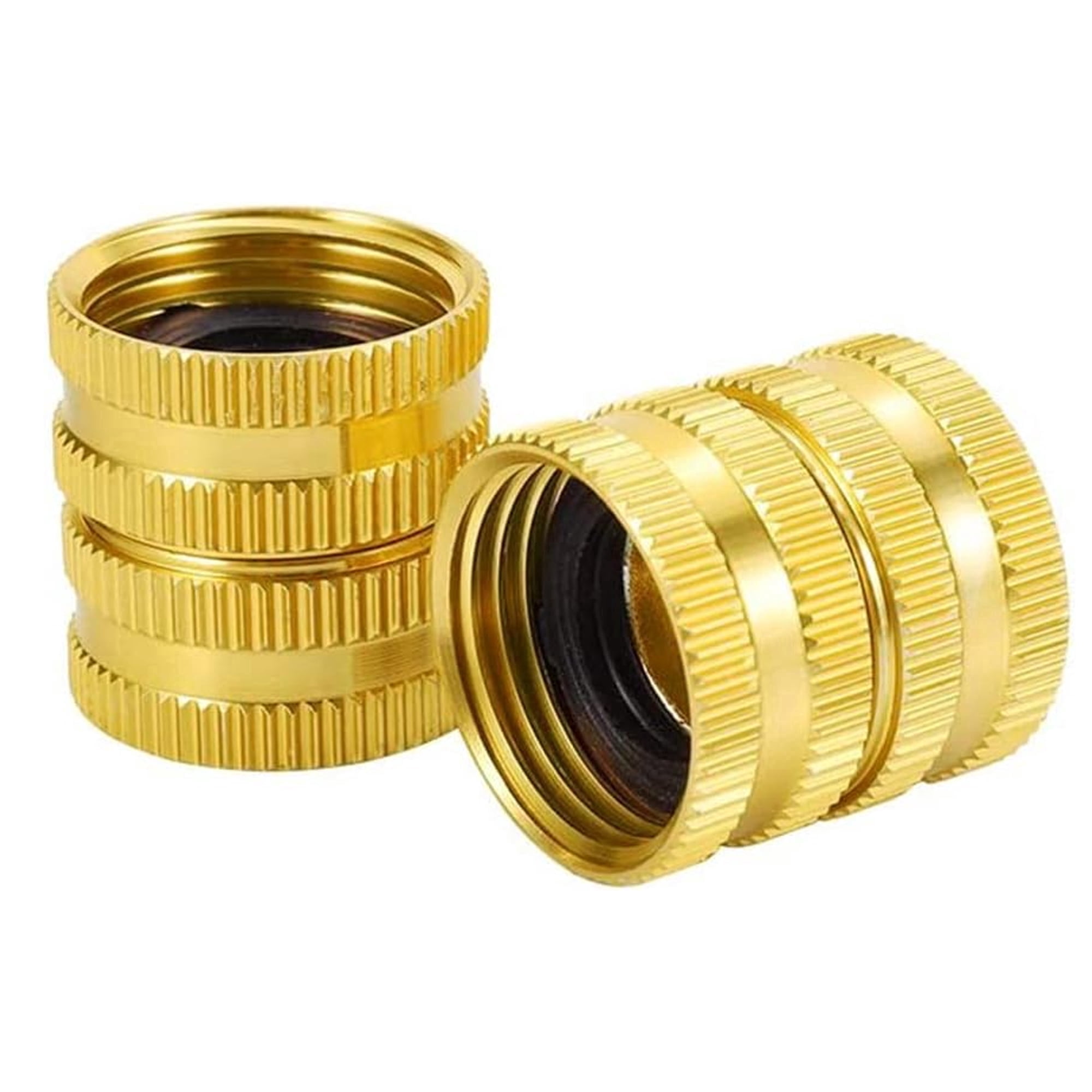 2Pcs Female to Female Hose Adapter,3/4 Inch Solid Brass Hose Quick Connect Fittings with Extra Washers,Garden Hose Repair Kit