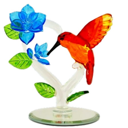 The Bradford Exchange Garden Treasures of Sparkling Elegance Collection Issue #11: Wings Of Serenity Hummingbird Handcrafted Crystal Jewel Toned Colors with Mirrored Base Figurine 6-inches