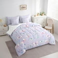 thumbnail image 3 of Feelyou Purple Butterfly Animal Bedding Comforter Set 7pcs for Child, Kawaii Cartoon Flower Queen Bedding Sets, Dreamy Princess Style Reversible Queen Sheet Sets, Lightweight Room Decor, 3 of 8