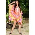 thumbnail image 3 of Brisas Hand Tie and Died Pink/Orange/Yellow/Blue Beach Cover Up for Women Used as Swimsuit, Cardigan, Kimono for Super Soft Loungewear, Travel and Holiday - Circular Pattern, 3 of 4