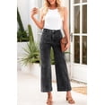 thumbnail image 3 of Women's Black Chic Patch Pocket Straight Leg Loose Jeans - Casual Stylish Denim | [ZhiHiMeRi] | 10, 3 of 12