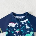 thumbnail image 4 of KPOPLK Toddler Baby Boy Rash Guard Swimsuit Shark Zip Up Long Sleeve Swimwear Tops Swim Shorts with Hat 3pcs Bathing Suit(Navy,2-3 Years), 4 of 6