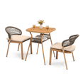 thumbnail image 3 of Ktaxon 3pc Bistro Set 22in Stackable Wicker Chairs&Table with Storage Patio Brown, 3 of 9