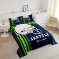 thumbnail image 4 of Full Size Bedding Sets for Boys American Football Comforter Set, Football Game Sports Theme Bed Comforter Set Navy Blue Fluorescent Green Duvet Set with 2 Pillowcases (Seattle), 4 of 7