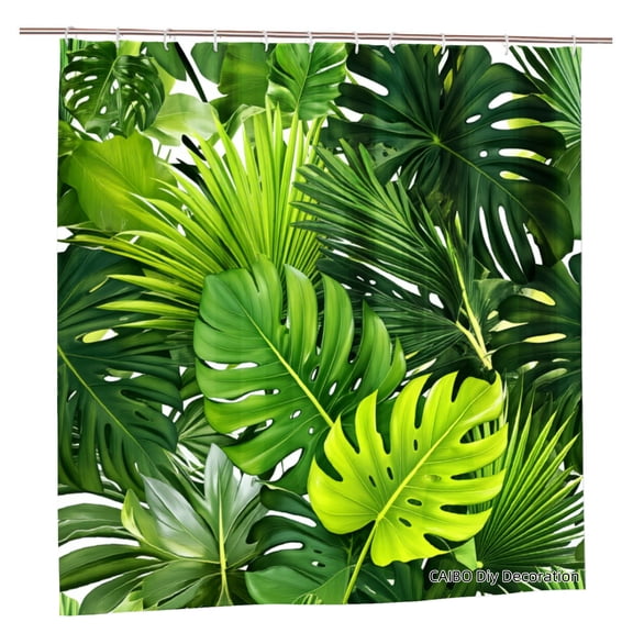 Joocen Polyester Shower Curtain Tropical Leaves Pattern For Home Bathroom Bath Tub Decoration 72x72 inch
