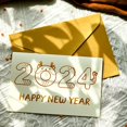 thumbnail image 3 of Tnobhg 10Pcs Happy New Year Greeting Card with Envelope Cartoon Foldable Golden Letter Special Paper Chinese 2024 Year of The Dragon Blessing Card Kit, 3 of 8