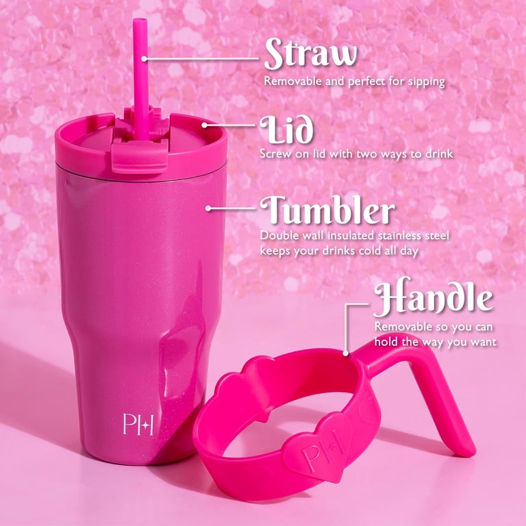 Paris Hilton 20 oz Double-Wall Insulated Tumbler, Includes 2-in-1