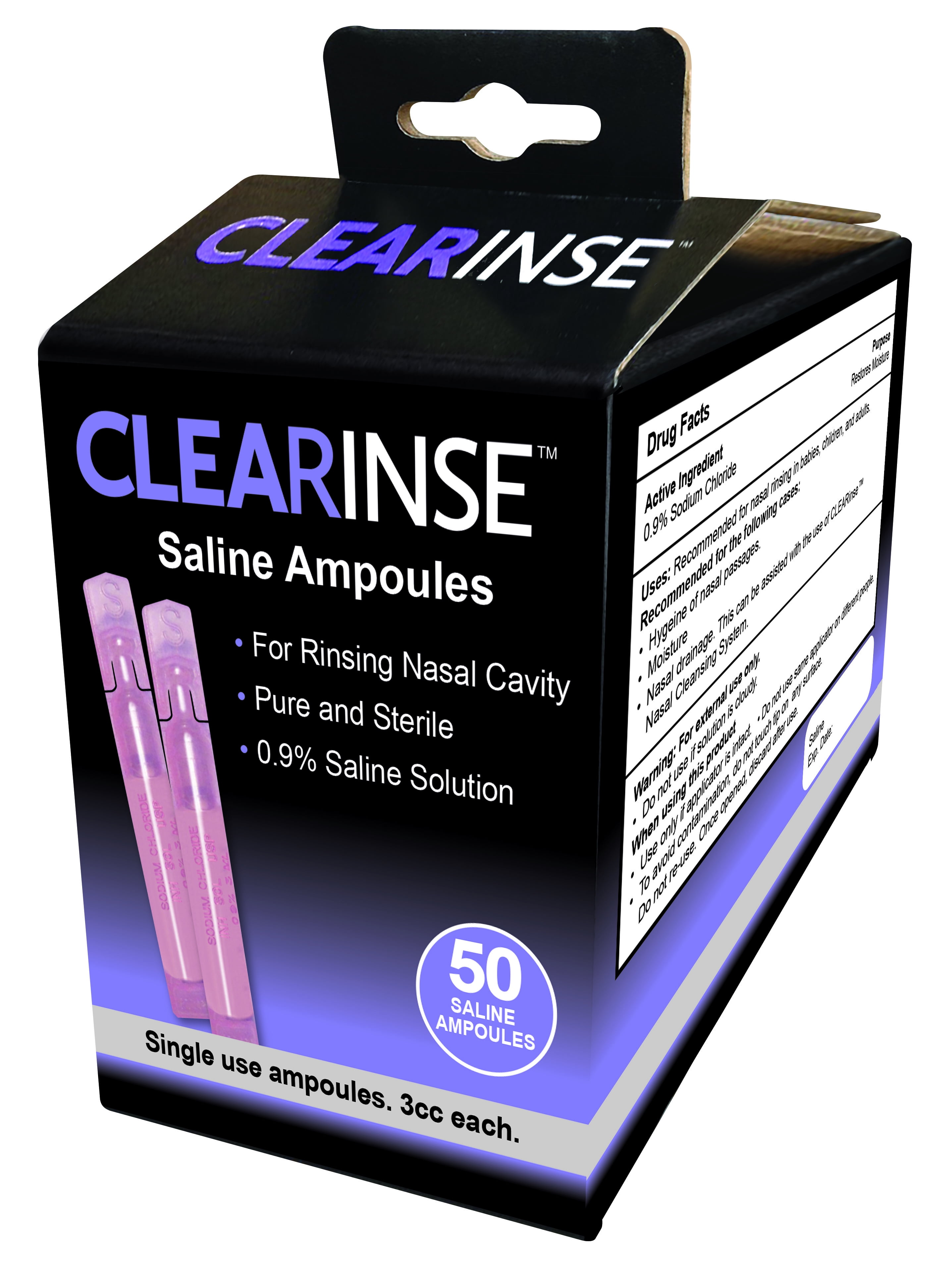 CLEARinse 50 Piece Nasal Cleaning System Saline Ampoules