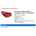thumbnail image 2 of Left Outer Tail Light Assembly - Compatible with 2016 - 2019 BMW X1 2017 2018, 2 of 2
