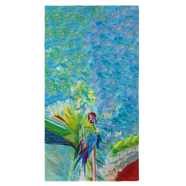 Betsydrake BT1153 Green Parrot II Beach Towel