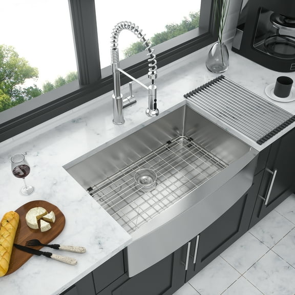 Kitchen Sink 30 Inch Farmhouse Kitchen Sink - 30"x21"x10" Stainless Steel Apron Front Farmhouse Sink 10 Inch Deep 16 Gauge Single Bowl Kitchen Sink Basin,Stainless Steel Kitchen Sink
