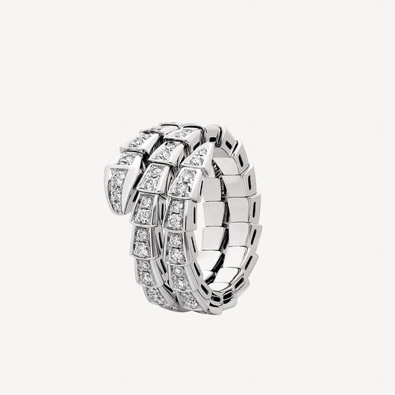 Dash Jewel Round Cut Brilliant 2.5 Ct Diamond Ring for Her - Silver 14K White Gold Over Ring - Double Band Serpenti Stacking Band for Wife - Party Wear Minimalist Band for Women's - Gift for Mom