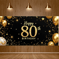 thumbnail image 5 of Golden 80th Birthday Celebration Backdrop Elegant 80th Birthday Banner Party Supplies Background Happy Birthday Decoration Celebration Photography Props, 5 of 8