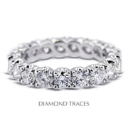 Diamond Traces UD-EWB299-3487 14K White Gold 4-Prong Setting 1.11 Carat Total Natural Diamonds Classic Eternity Ring