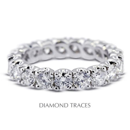 Diamond Traces UD-EWB299-4757 14K White Gold 4-Prong Setting 1.21 Carat Total Natural Diamonds Classic Eternity Ring