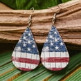 thumbnail image 4 of BNNG USA American Flag Earrings Dangle Interesting Drop And Sunflowers Shape Boho Earrings For Women Patriotic 4th Of July Independence Day Gift Star Stripes Wooden Vintage Earrings, 4 of 4