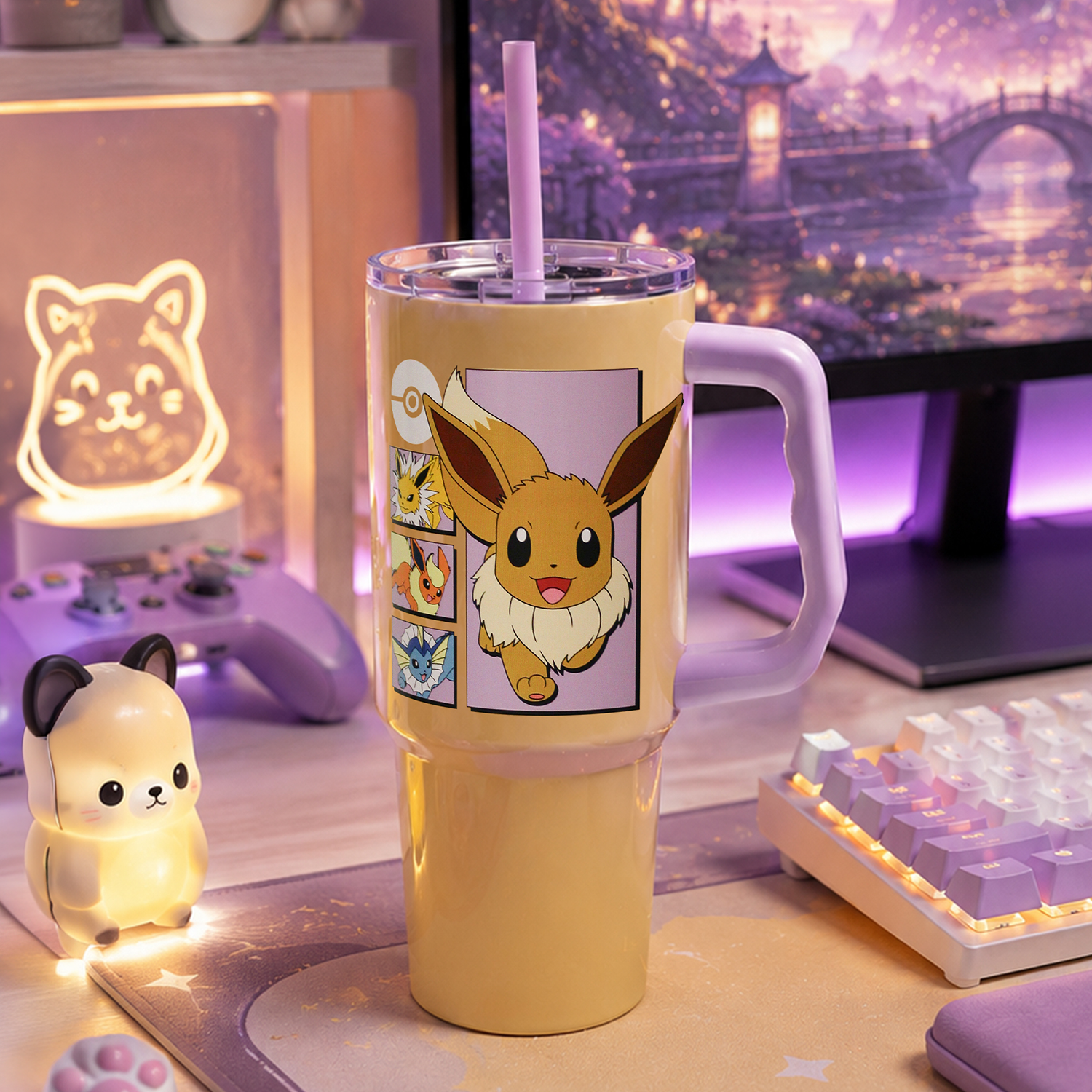 Pokémon Eevee Evolutions 30 fl oz Stainless Steel Tumbler with Handle and Straw