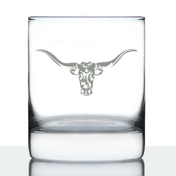Bevvee Whiskey Rocks Glass 10.25 oz Longhorn Gifts for Texas Longhorn Fans Glassware & Drinkware