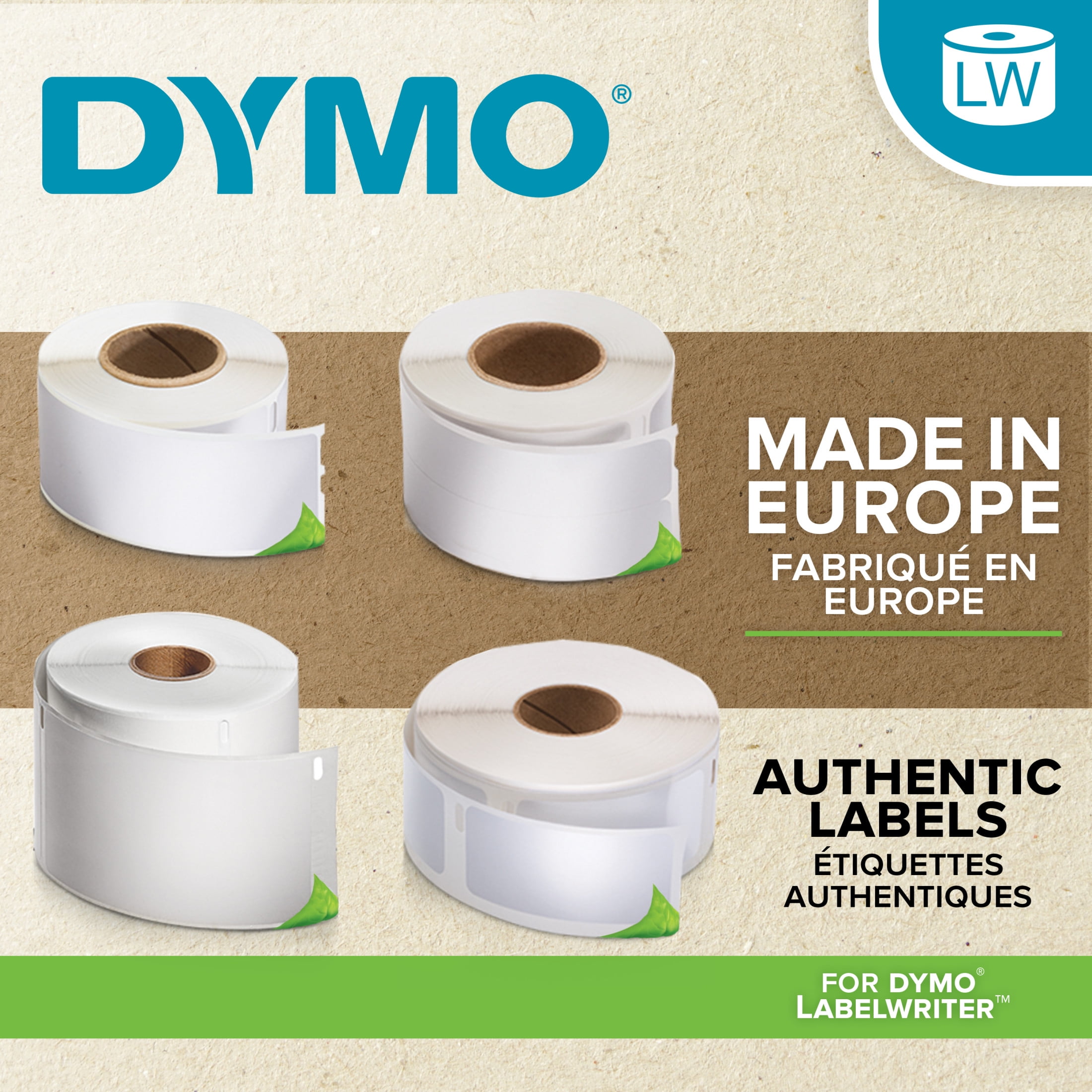 DYMO Authentic LW Mailing Address Labels for LabelWriter Label Printers, White, 1-1/8" x 3-1/2", 2 Rolls of 260 (520 Total)
