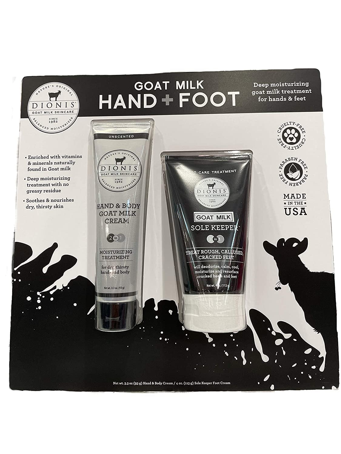 Dionis Natural Goat Milk Skincare Hand (3.3 Ounce) + Soap (4 Ounce) Set