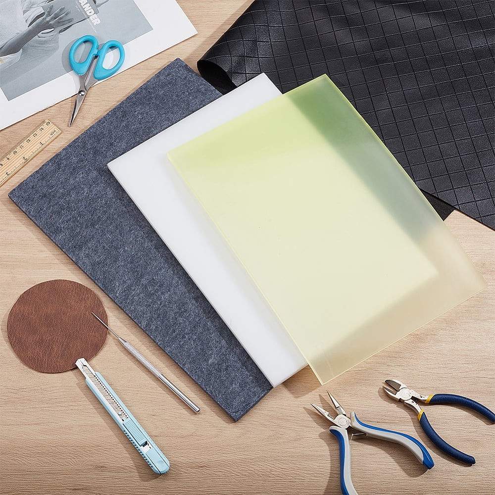 1 Set 1Pc Polyurethane Sheets & 1Pc Plastic Sheets & 1Pc Felt Fabric DIY Craft Supplies Rectangle Mixed Color 300~350x200~250x9~10mm 1pc/style