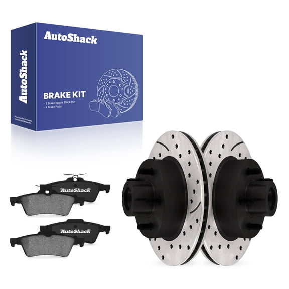 AutoShack Rear Brake Rotors & Ceramic Pads for Ford, Focus 2012-2018, FWD - E-Coated Drilled & Slotted - ShadowGuard - 10.67" (271 mm), 5-Lug