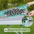 thumbnail image 6 of Black Turquoise and Gray Floral Pattern Square Fitted Tablecloth with Elastic Edge,Square Table Cover,Washable Elastic Table Cover for Home Kitchen Party Decor 36"x36", 6 of 6