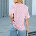 thumbnail image 5 of Womens Tops Short Sleeve Print Pocket Polka Dot Casual Round Neck Blouse Pink,Blouse for Women, 5 of 6