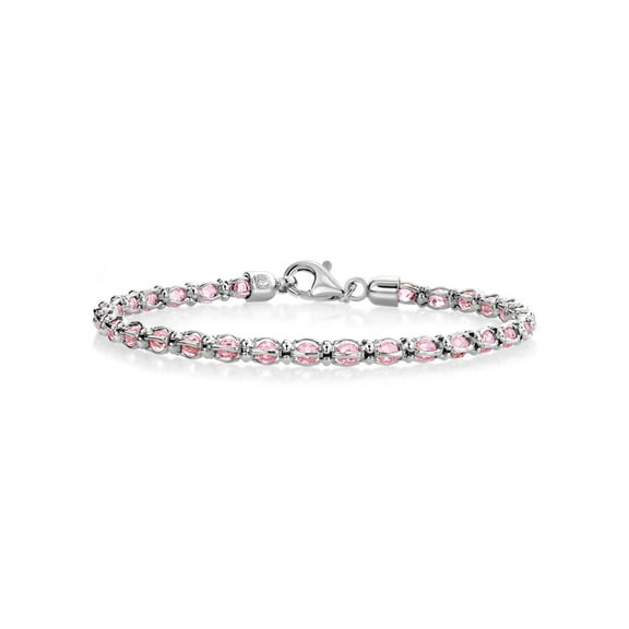 Gem Stone King 925 Sterling Silver Multi Faceted Crystal Beads Tennis Bracelet for Women (7 inch, with Lobster Clasp, Made in Italy)