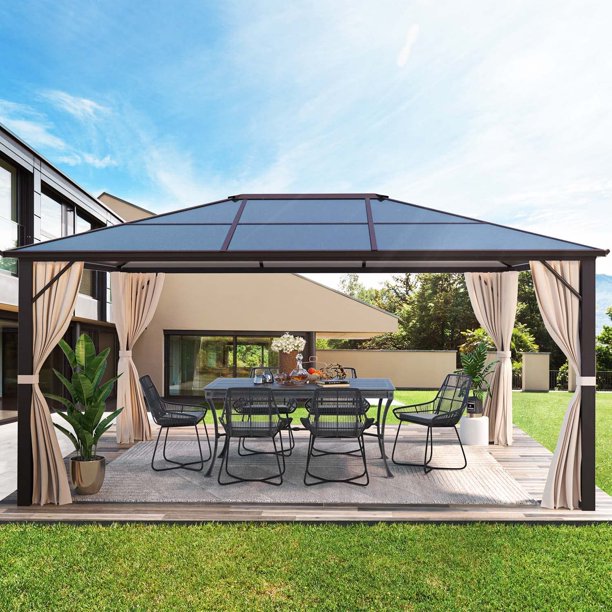 Erommy 10'x12' Outdoor Hardtop Polycarbonate Gazebo Canopy Aluminum