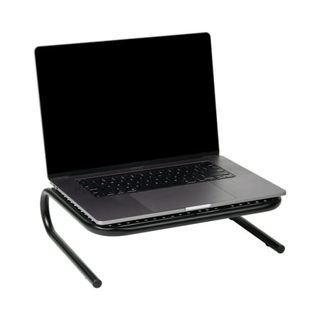 Mind Reader - Monitor Stand, Ventilated Laptop Riser, Desktop Organizer, Metal, 14.5"L x 11.25"W x 4.25"H, Set of 2 - Black