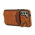 thumbnail image 6 of Wallet Back Case for Samsung Galaxy S22 Plus with Wrist Strap, Stylish Magnetic Card Holder Finger Ring Kickstand PU Leather Lanyard Shockproof Slim Phone Case for Samsung Galaxy S22 Plus, Brown, 6 of 7