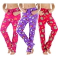 thumbnail image 2 of ToBeInStyle Women's Pack of 3 Assorted Print Fleece Lined Pajama Bottoms - Wild Party - Medium, 2 of 5