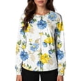 thumbnail image 5 of Long Sleeve Scrub Tops Women Snap Front Lightweight Medical Uniform Fashion Hawaiian Tropic Scrub Jackets Easy Care Soft Nurse Shirt White M, 5 of 6