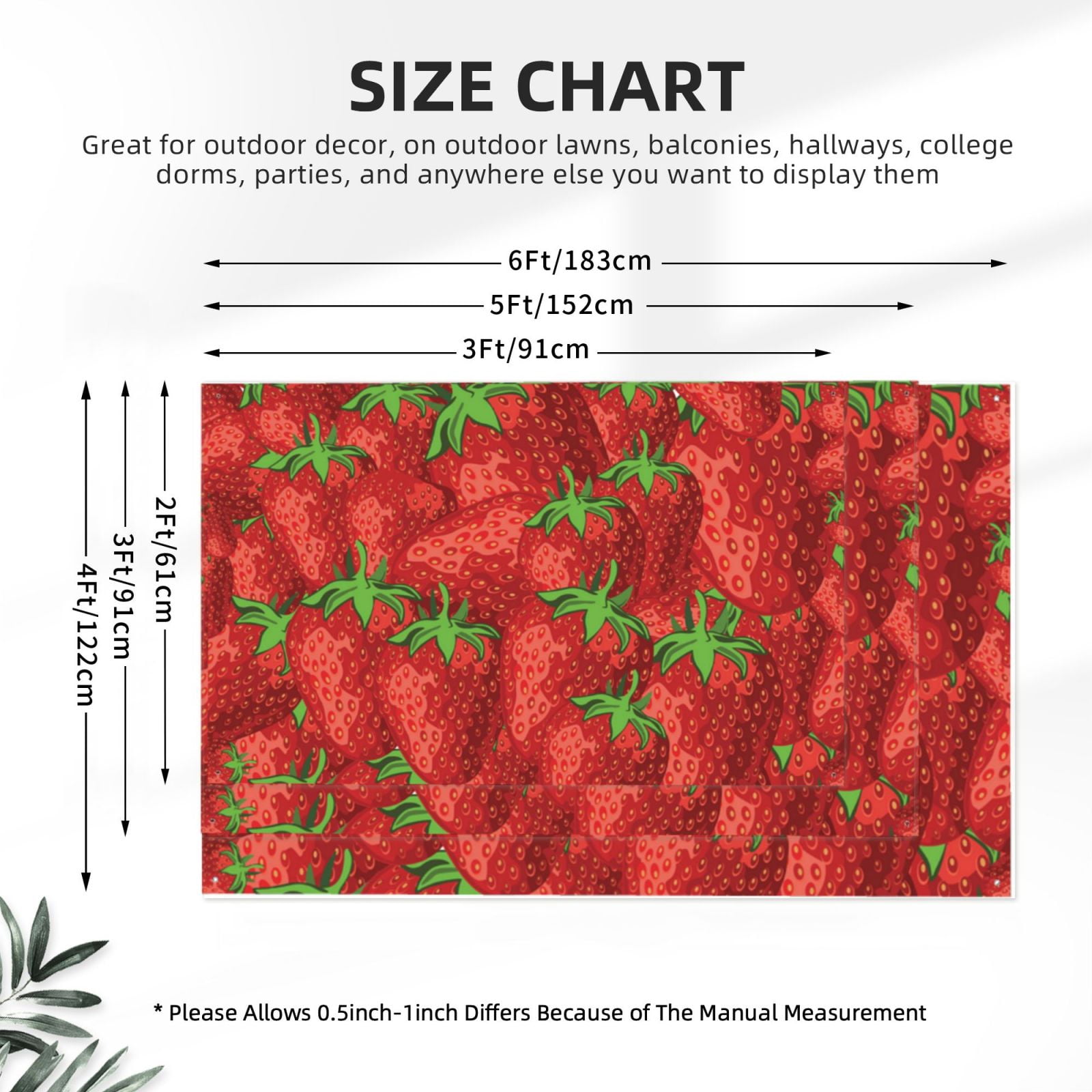 Strawberries Cute Strawberry Four Hole Decorated Banner Flag for Garden Yard Home Decoration Indoor Outdoor 4x6 Ft
