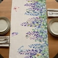 thumbnail image 5 of Table Runners 72 Inches Long Dress Scarves, Wisteria Farmhouse Kitchen Table Runner, Coffee Tablerunners, Purple Flowers Leaves Butterflies Plants Spring Beige 14x72 Inch, 5 of 9