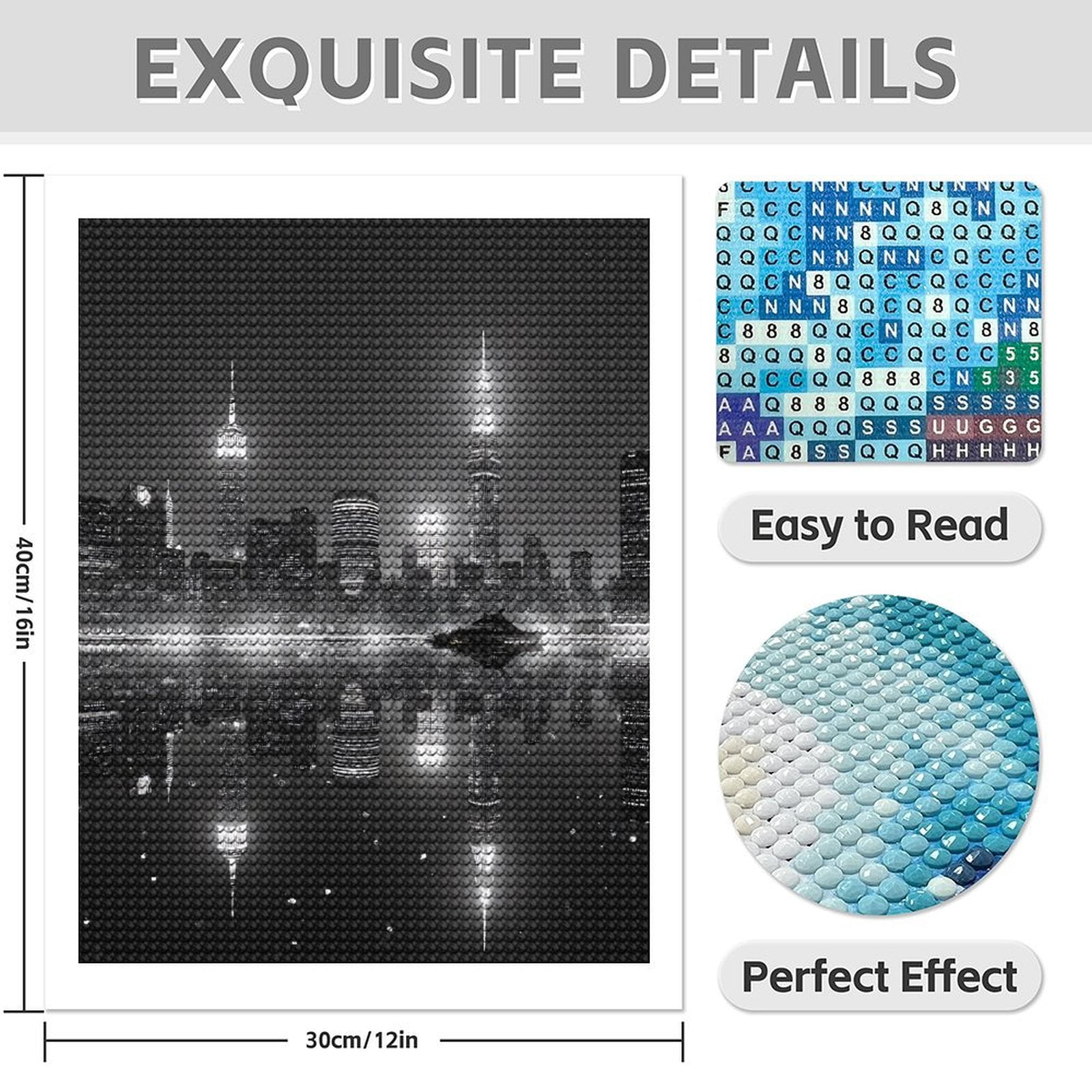 Diamond Art Kits for Adults - Modern Cityscape Print No.68 5D Frameless Dimond Painting Kit for Adults Beginner, Round Diamond Kits for Home Wall Decor, Gift for Women