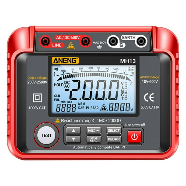 ANENG Megómetro Digital AC DC Voltaje MH13 Probador Aislamiento Instrumentos Prueba