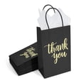 thumbnail image 2 of Bolsas de regalo DjinnGlory Thank You de papel negro, paquete de 50 unidades, más pañuelos, 2 of 9