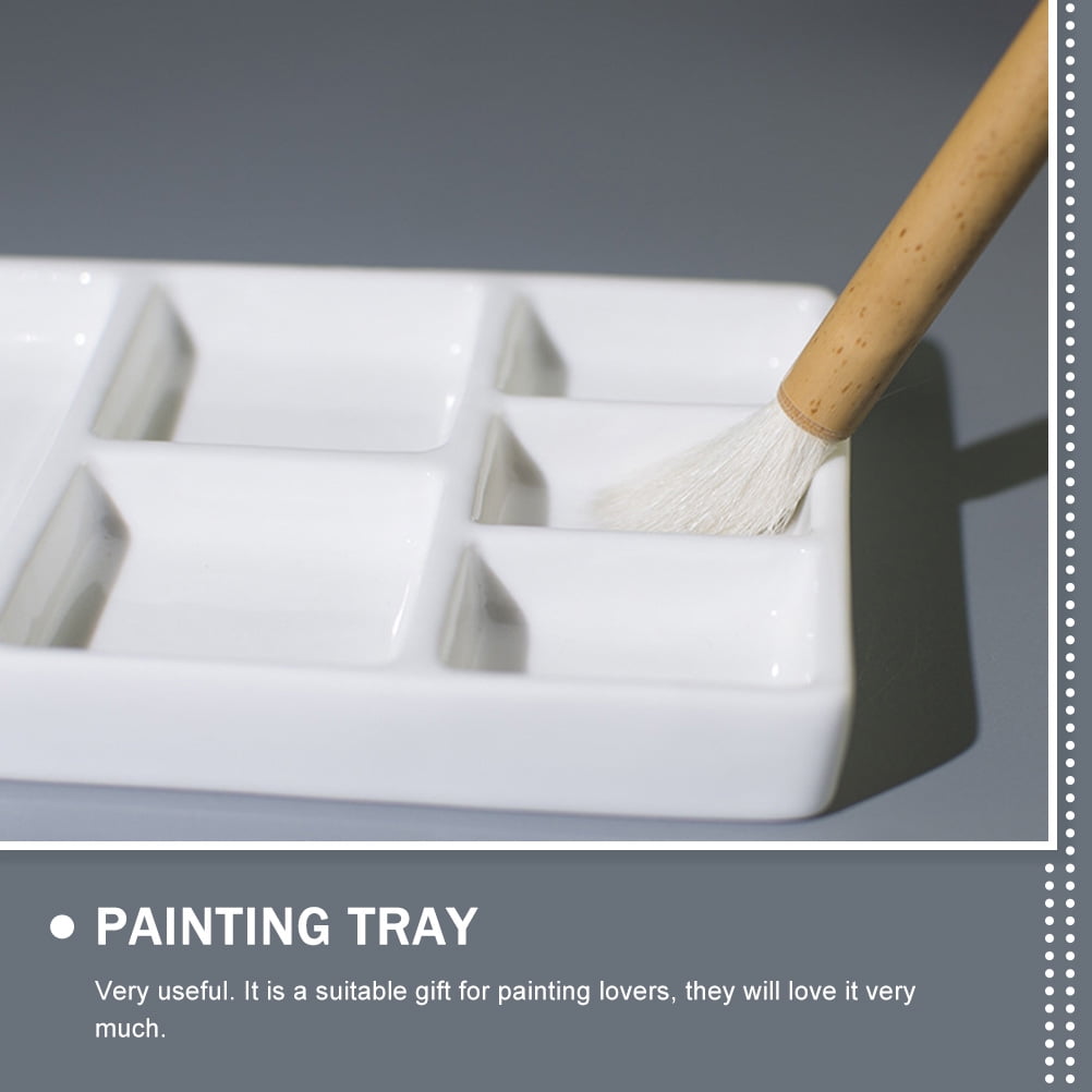 Pyramidti Ceramic Palette Paint Trays Watercolor Palette Pallets Painted Painting Pallet Ceramics White 18.00X8.80X1.50CM