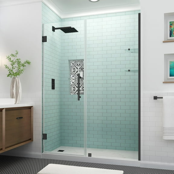 Aston Sdr960ez-6329-10 Belmore Gs 72" High X 63" Wide Hinged Frameless Shower Door - Black