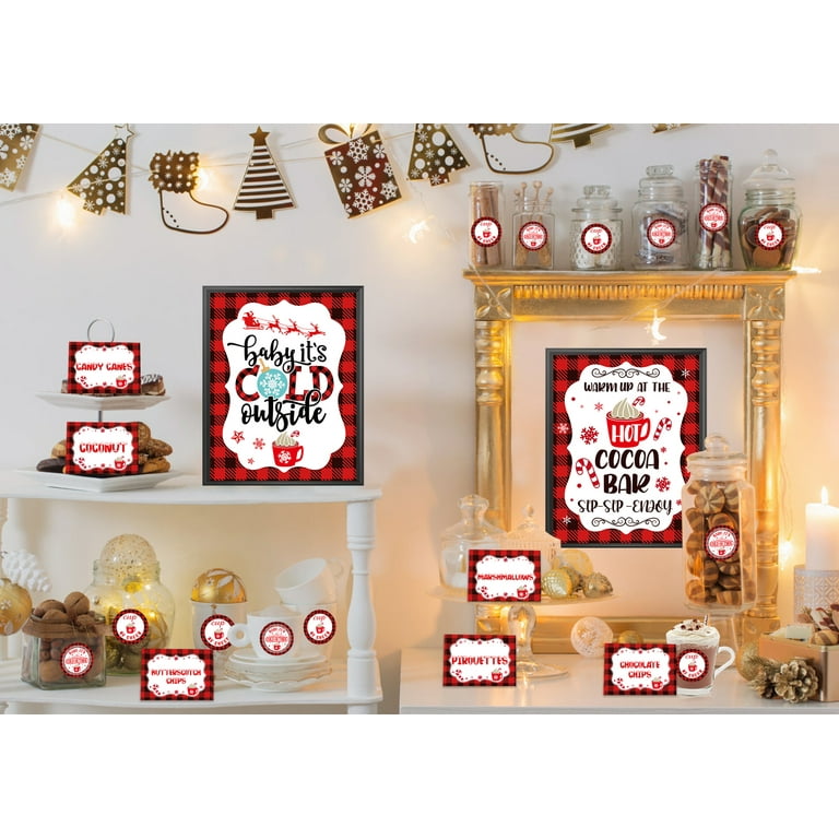 Crazy Cups Hot Cocoa Bar Supplies Kit, Limited Edition Hot Chocolate Bar  Decor Set, Includes Hot Cocoa Bar Signs, Hot Cups With Sleeves, Hot