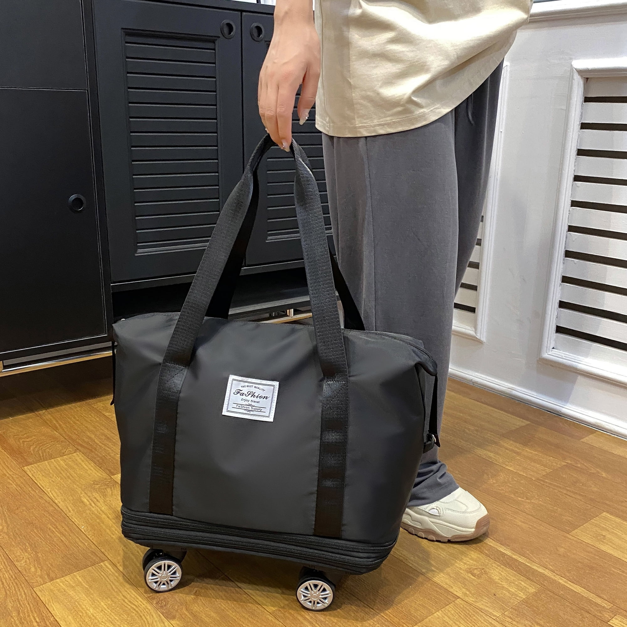 Expandable Rolling Travel Bag With 360° Detachable Wheels Foldable Luggage Bag Waterproof Carry On Overnight Tote For Home Storage Gym Moving Camping