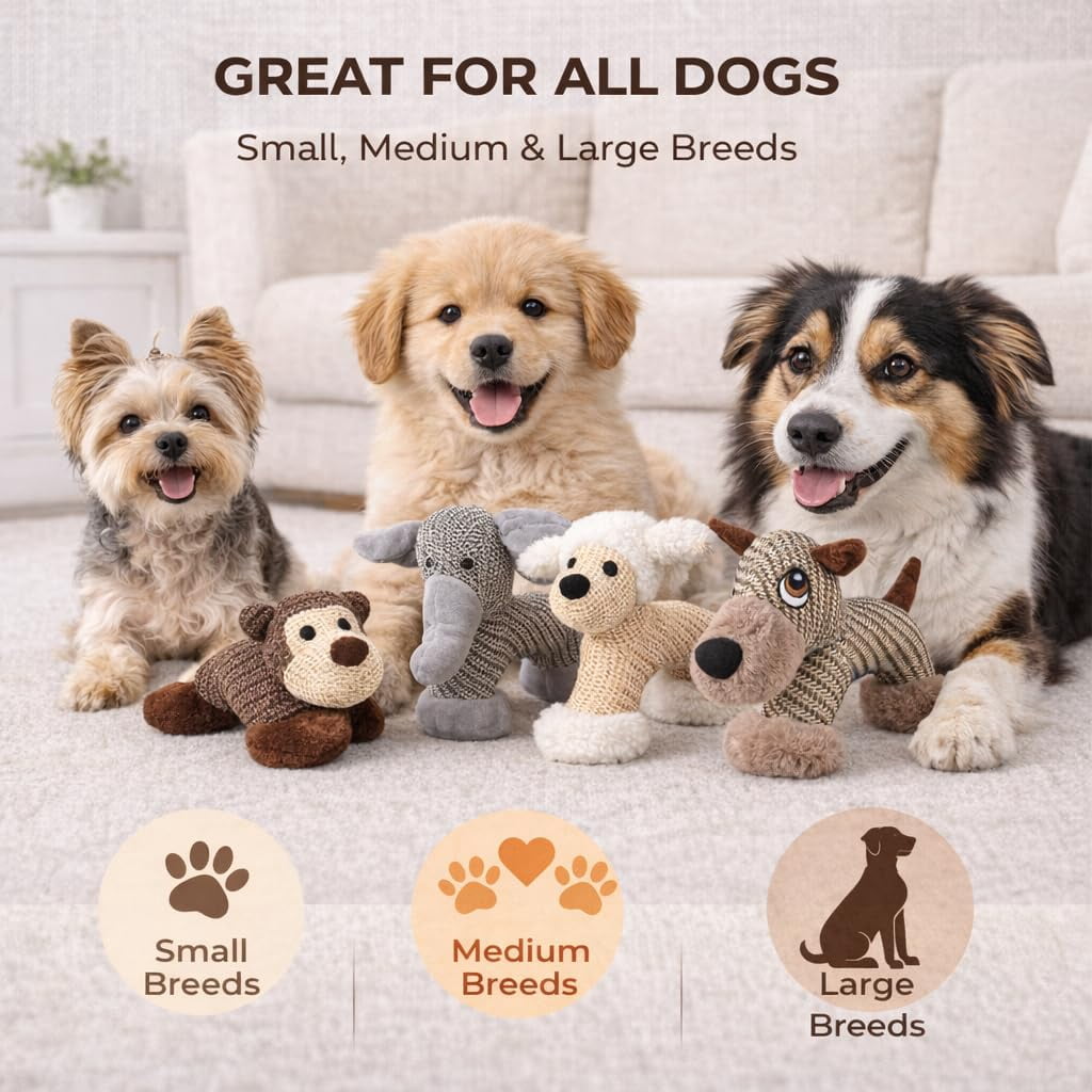 TOPLIU Squeaky Dog Chew Toy Durable Fabric Robust Interactive Play Teething Relief Boredom Anxiety Small Medium Dogs (11"x7.48")
