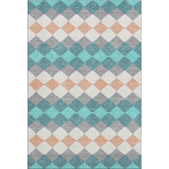 Addison Rugs Mayfield Premium Machine Washable Transitional Geometric Teal Rectangle Rug, 10' x 14'